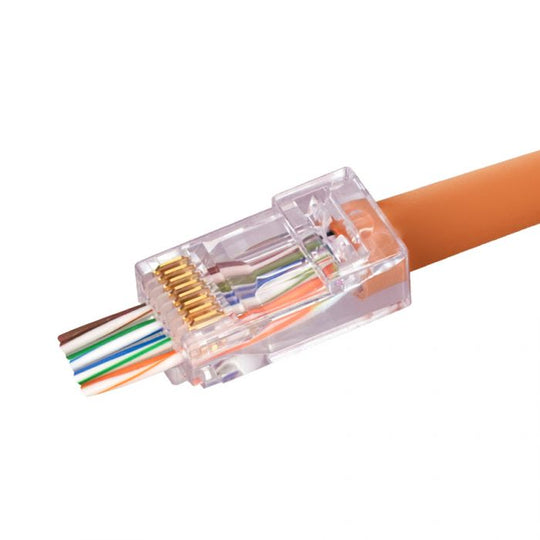 SCP Simply45 Rj45 Pass Through Mod Plugs For 23AWG (Large Od 1.15Mm) Cat6A & Cat6 Utp Cables, Staggered Hi/Lo Wire Alignment, Ul94 V0 Cmp/Cmr/Cm/Lszh-B2Ca To Eca - 100 Pieces