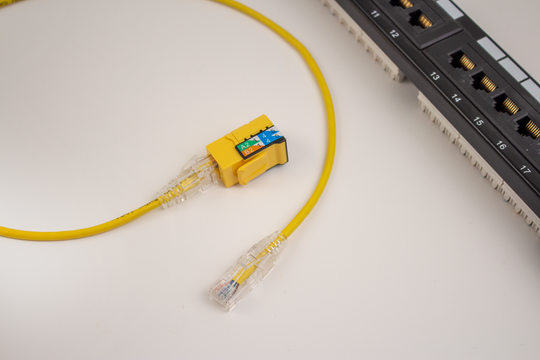 Cat6A Slim Ethernet Patch Cable - Snagless RJ45 Clear Boot, UTP, Bare Copper, 28 AWG - Yellow