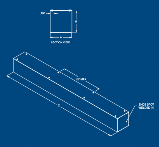 Austin AB-8848ST 8x8x48 Type 1 Screwcover Trough - Galvanized