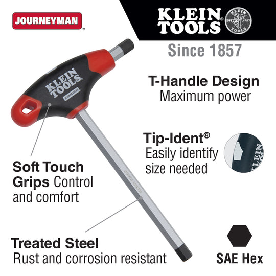 Klein Tools JTH410E SAE T-Handle Hex Key Set, Stand, 4-Inch, 10-Piece