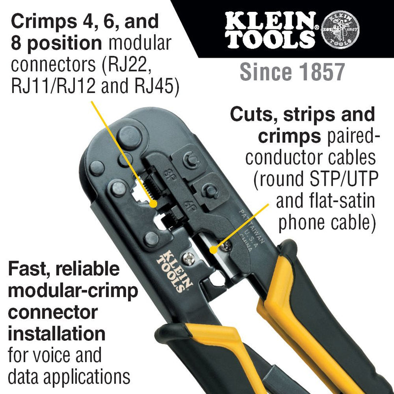 Klein Tools VDV226-011-SEN Ratcheting Modular Crimper/Stripper