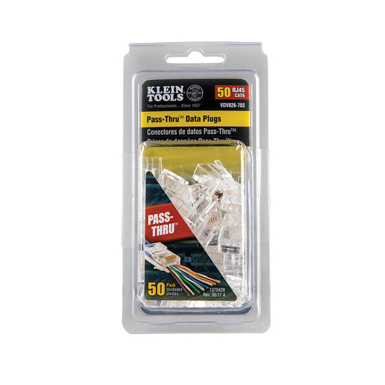 Klein Tools Pass-Thru™ Modular Data Plug, RJ45-CAT6, 50-Pack